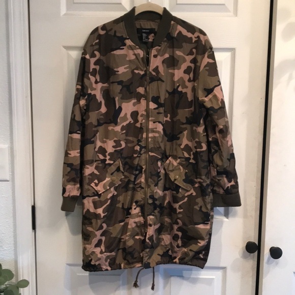 Forever 21 brand size L zip front lined longer length jacket - Picture 1 of 6